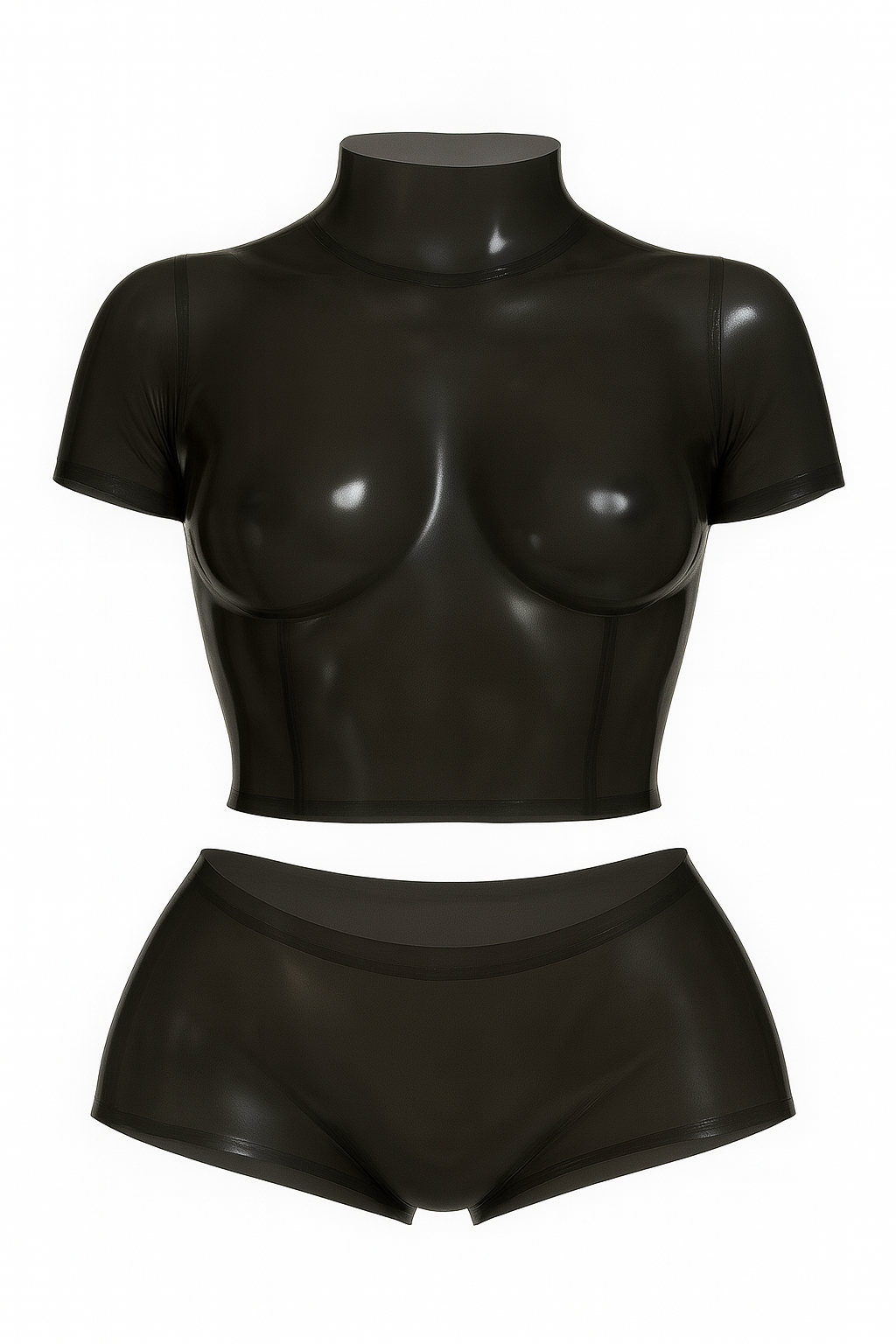 Gummy-latex Shorts Set